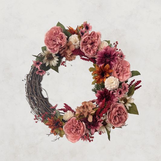 Blush & Berry Harvest Floral Wreath - 24"