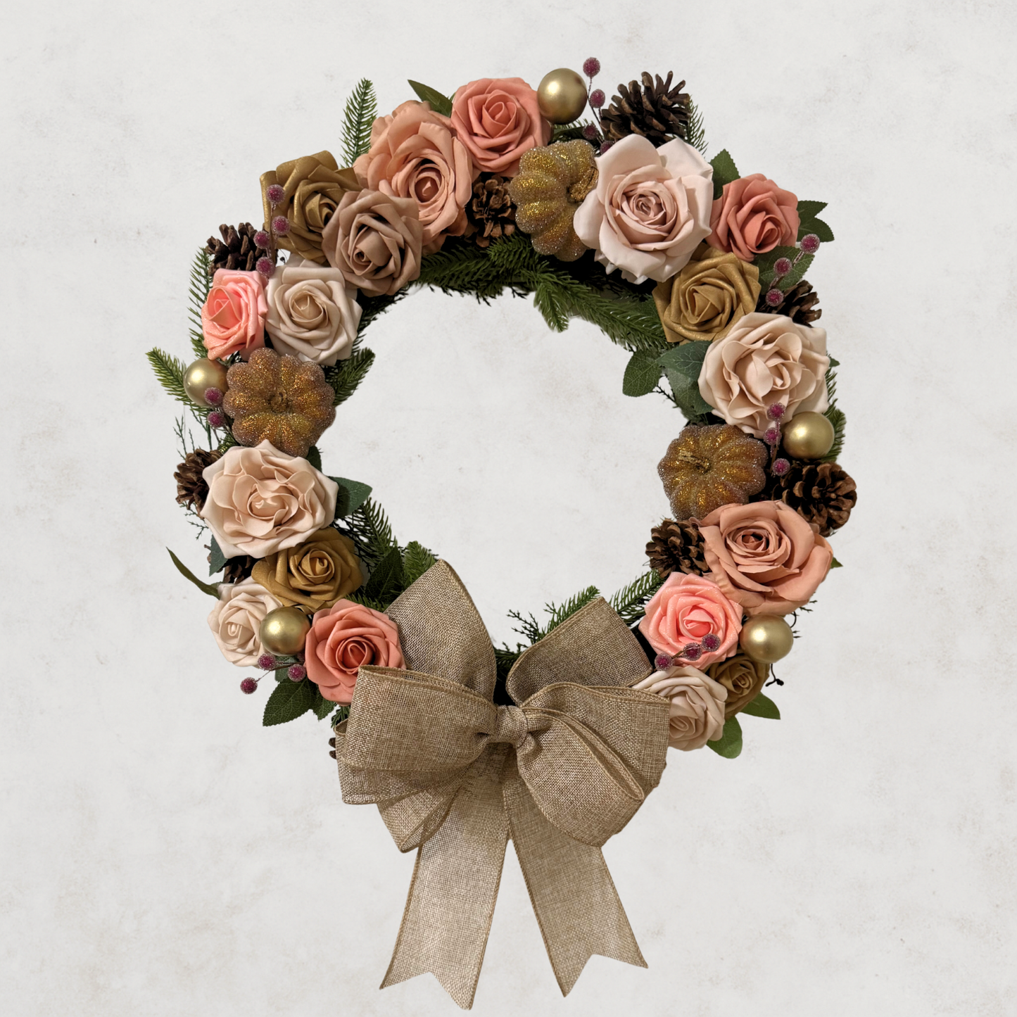 Blush & Gold Harvest Wreath – 24"